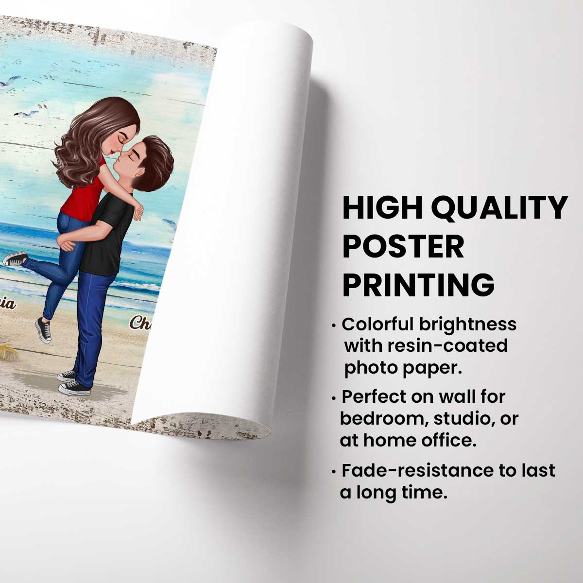 Favorite Place In All The World Couple Hugging On Beach Personalized Poster