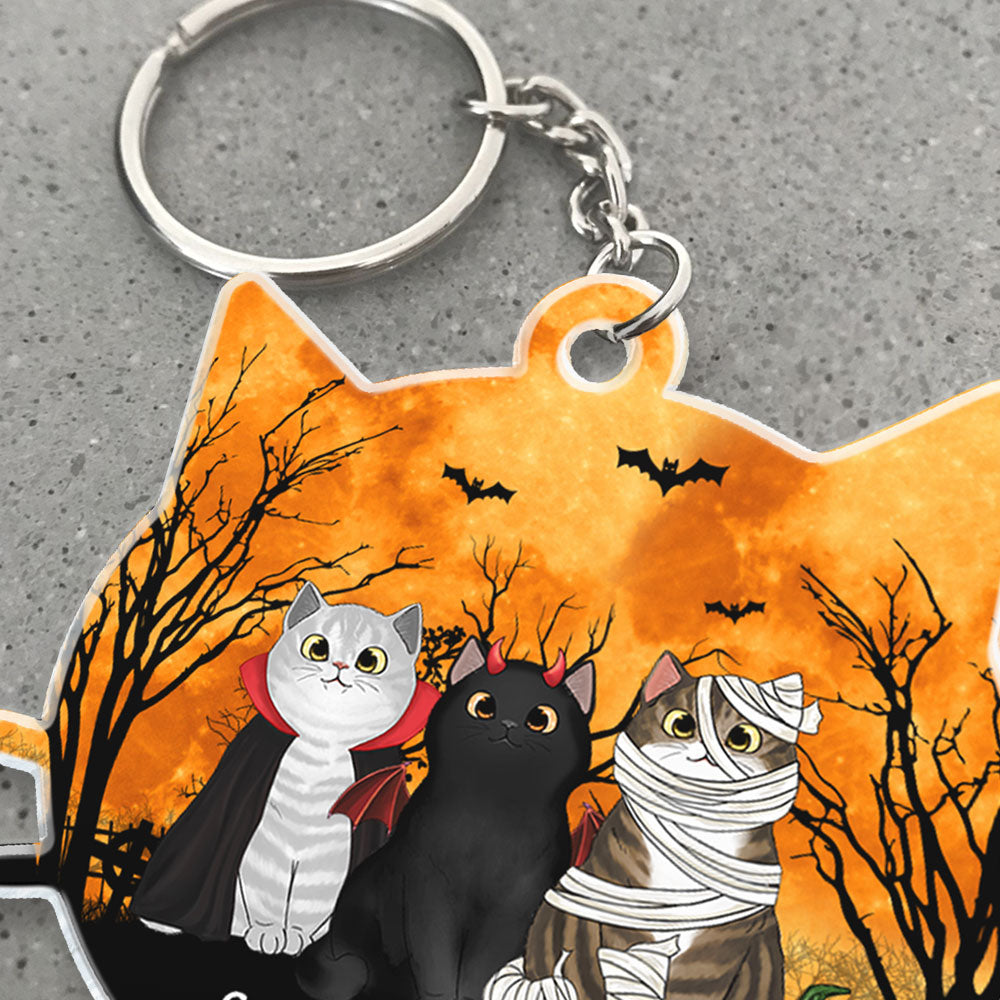 Halloween Cat Face Shaped Personalized Acrylic Keychain