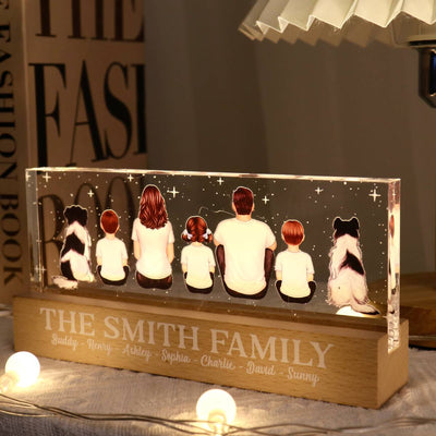Whole Family Together Personalized Acrylic LED Night Light, Father's Day Gift For Dad, For Husband