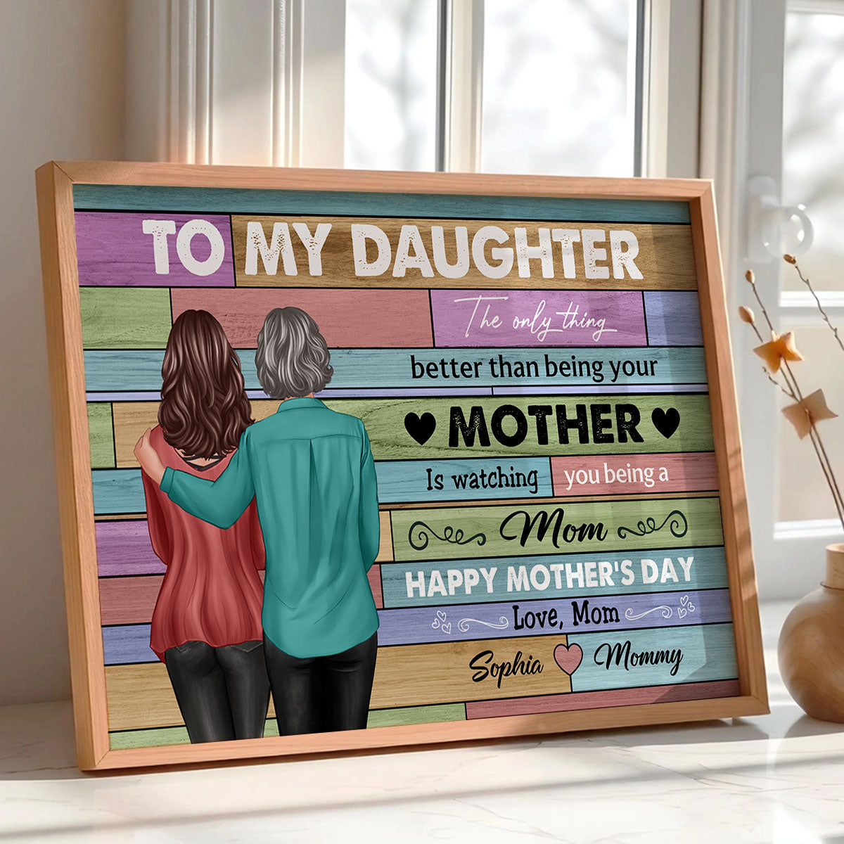 To My Daughter From Mom Happy Mother's Day Beautiful Color Palette Personalized Poster, Heartfelt Gift For Daughter