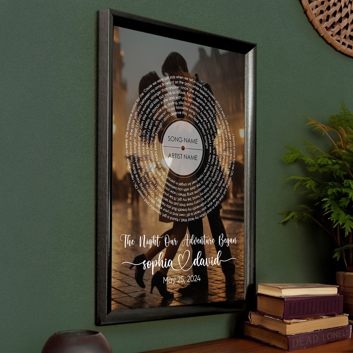 Vinyl Record Song Lyrics Art From Photo Personalized Poster, Wedding Anniversary  Gift For Him, For Her