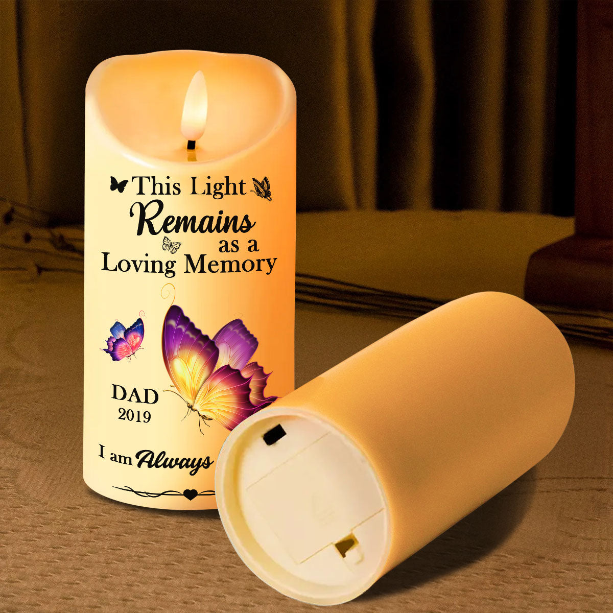 This Light Remains As A Loving Memory Personalized Flameless LED Candle - Christmas Gift, Sympathy Gift For Family Members