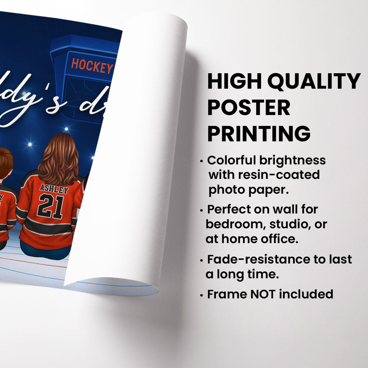 Hockey Daddy's Dream Team Personalized Poster| Unique Father's Day Gift For Dad, Husband