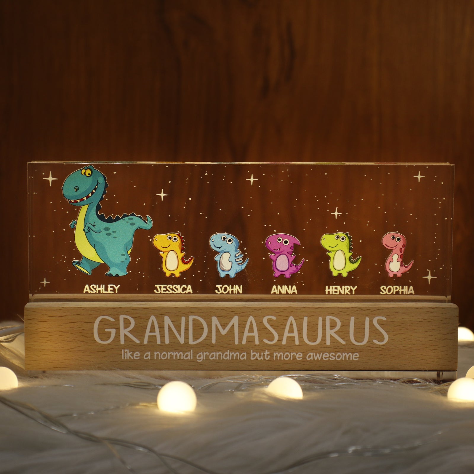 Grandmasaurus Like Normal Grandma But More Awesome Personalized Acrylic Block LED Night Light