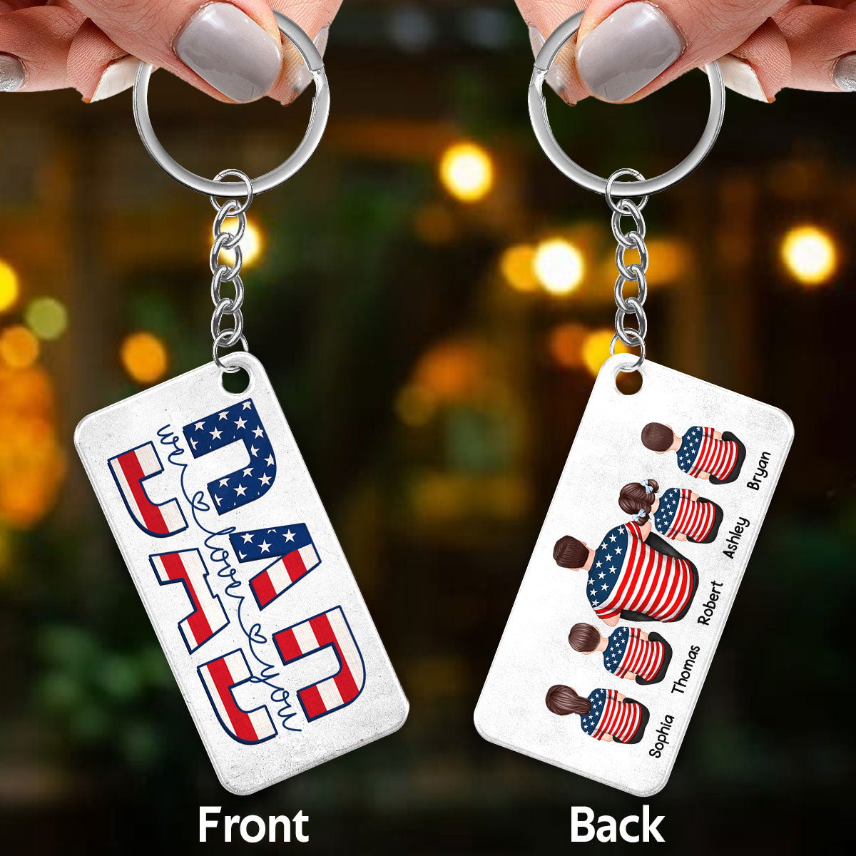 Best Dad Ever Nation Flag Pattern Back View Man & Kids Personalized Acrylic Keychain