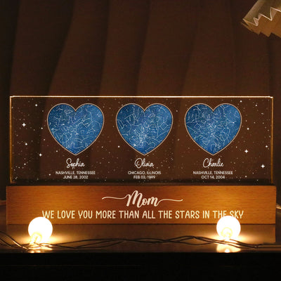 Under This Sky You Became Our Mom Custom Star Map Personalized Acrylic LED Night Light, Heartfelt Gift Birthday Gift Just Because Gift For Mom