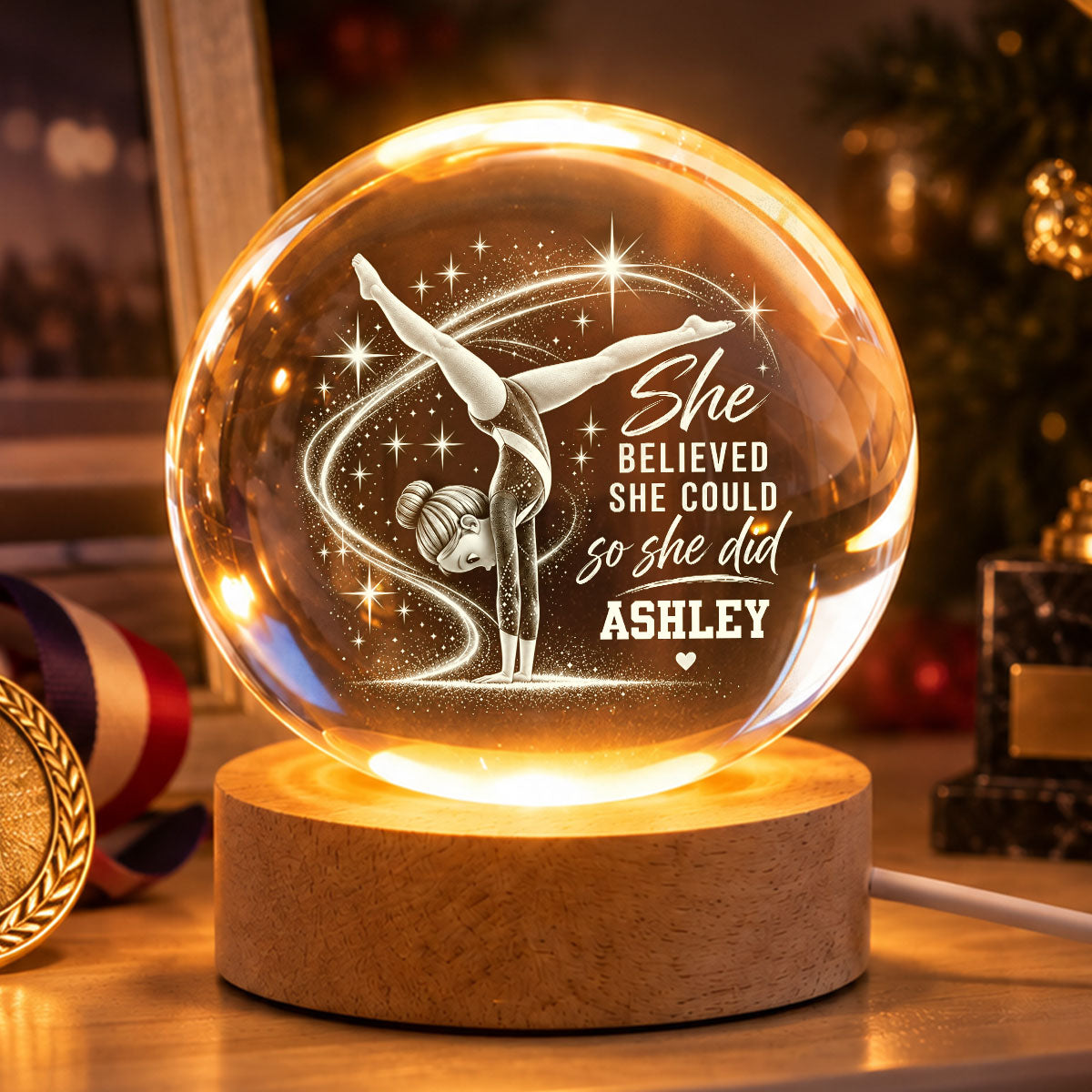 Upsell Christmas I Love You To The Moon And Back Card - Crystal Ball Night Light