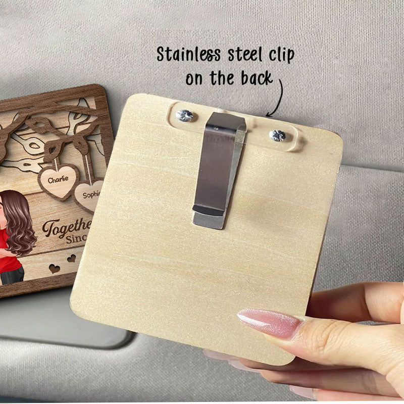 Couple Kissing Under Tree Personalized Car Visor Clip, Gift For Him, Gift For Her