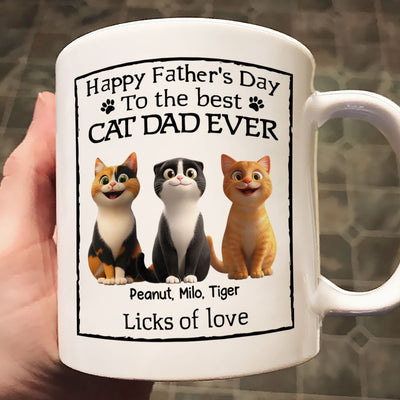 Happy Father's Day Best Cat Dad Cartoon Funny Style Cats Personalized Mug