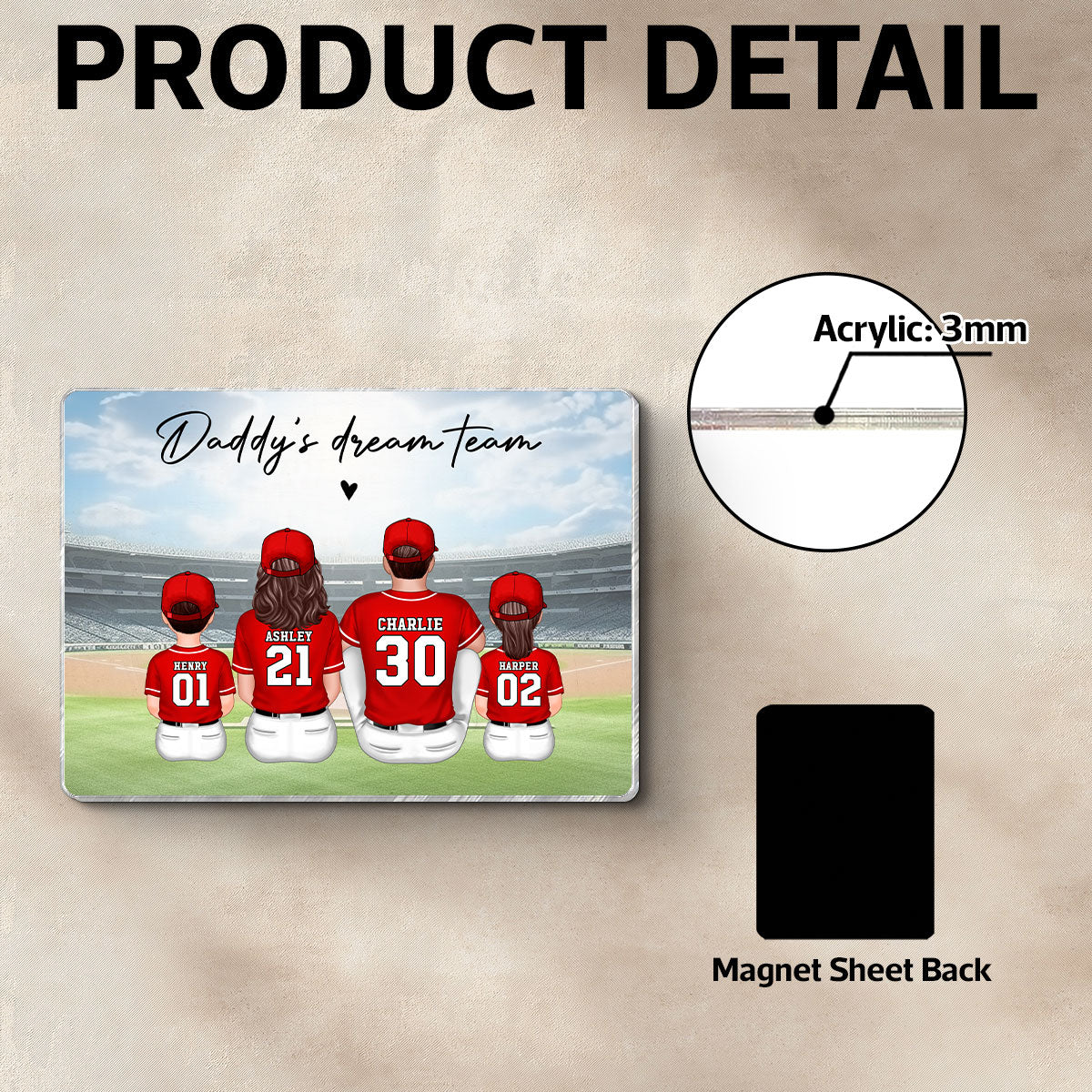 We Caught The Best Dad Man & Kids Sitting Personalized Acrylic Fridge Magnet