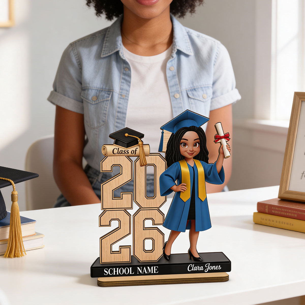 Class Of 2026 2027 Senior 2D Flat - Personalized 2-Layered Wooden Plaque - Graduation Gift For Graduates, Daughter, Son