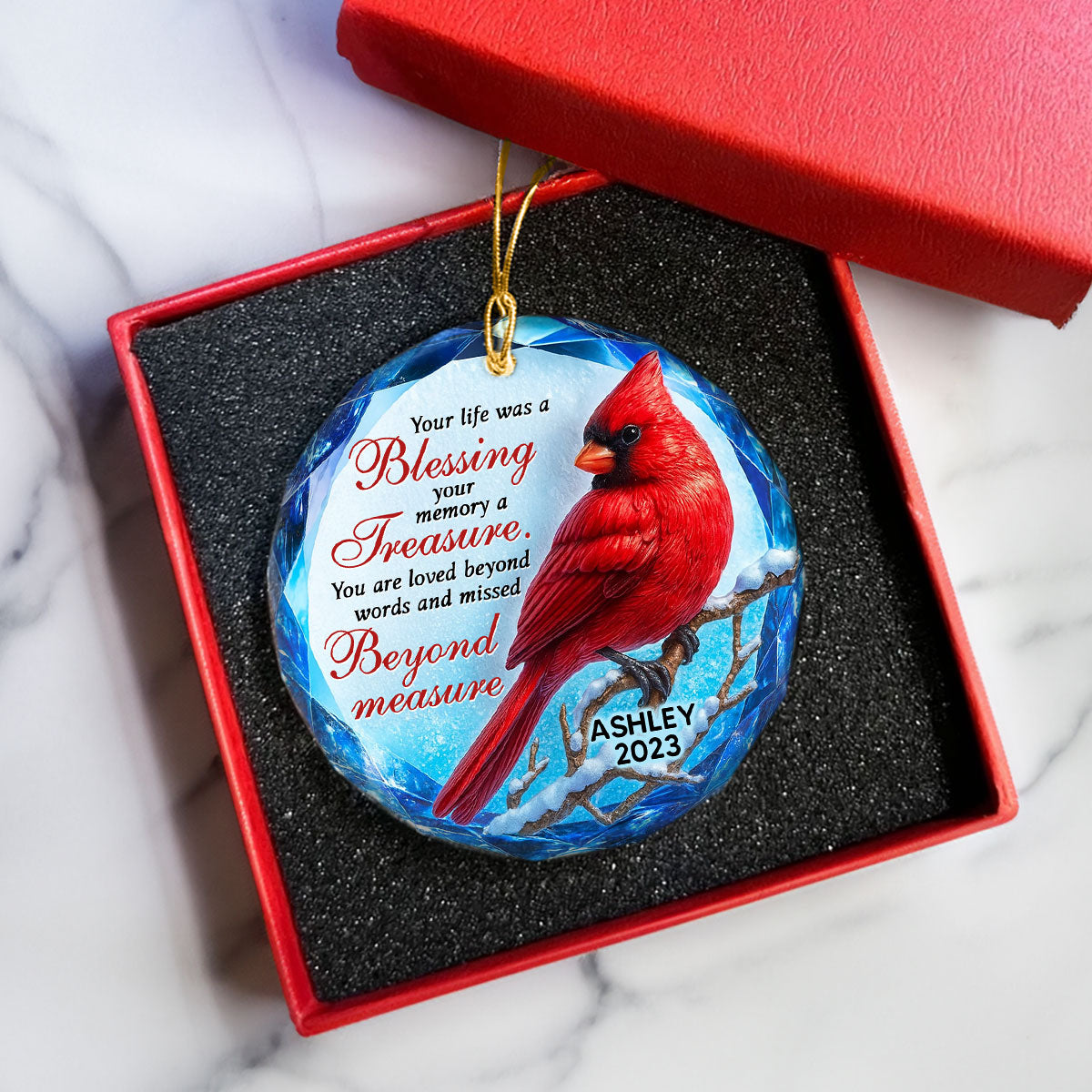 Your Life Was a Blessing 3D Effect - Personalized Glass Ornament - Heartwarming Christmas Keepsake for Loved Ones