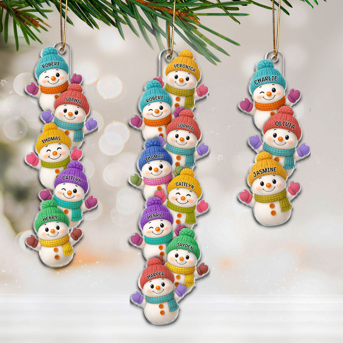 Stacked Snowman Our Grandkids Christmas - Personalized Acrylic Ornament - Gift For Grandparents, Grandkids, Family