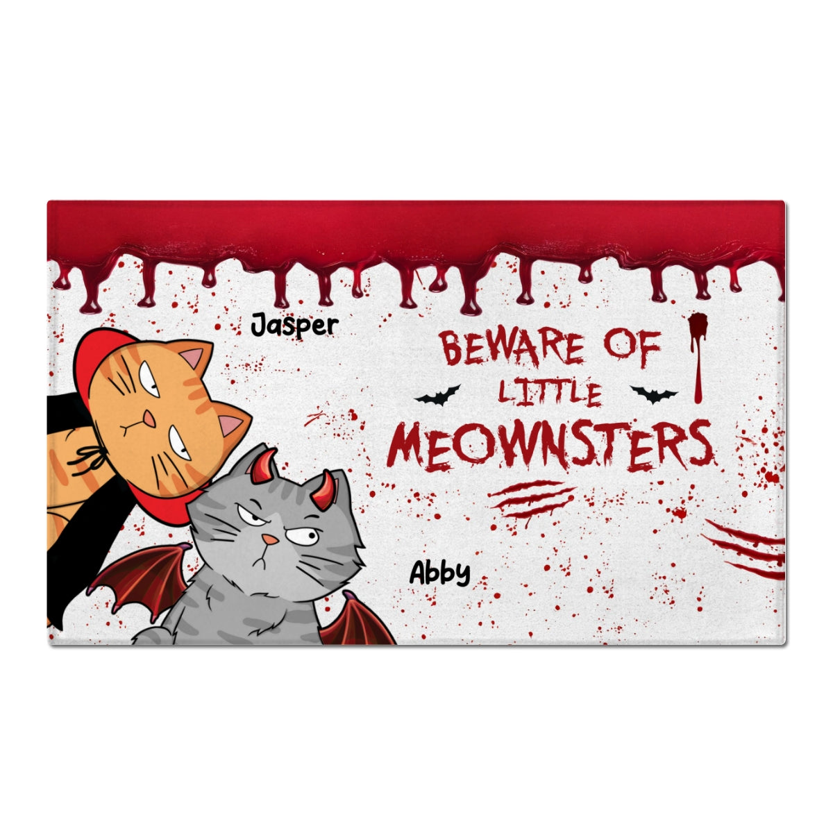 Halloween Beware Of Little Monsters Cats Personalized Doormat