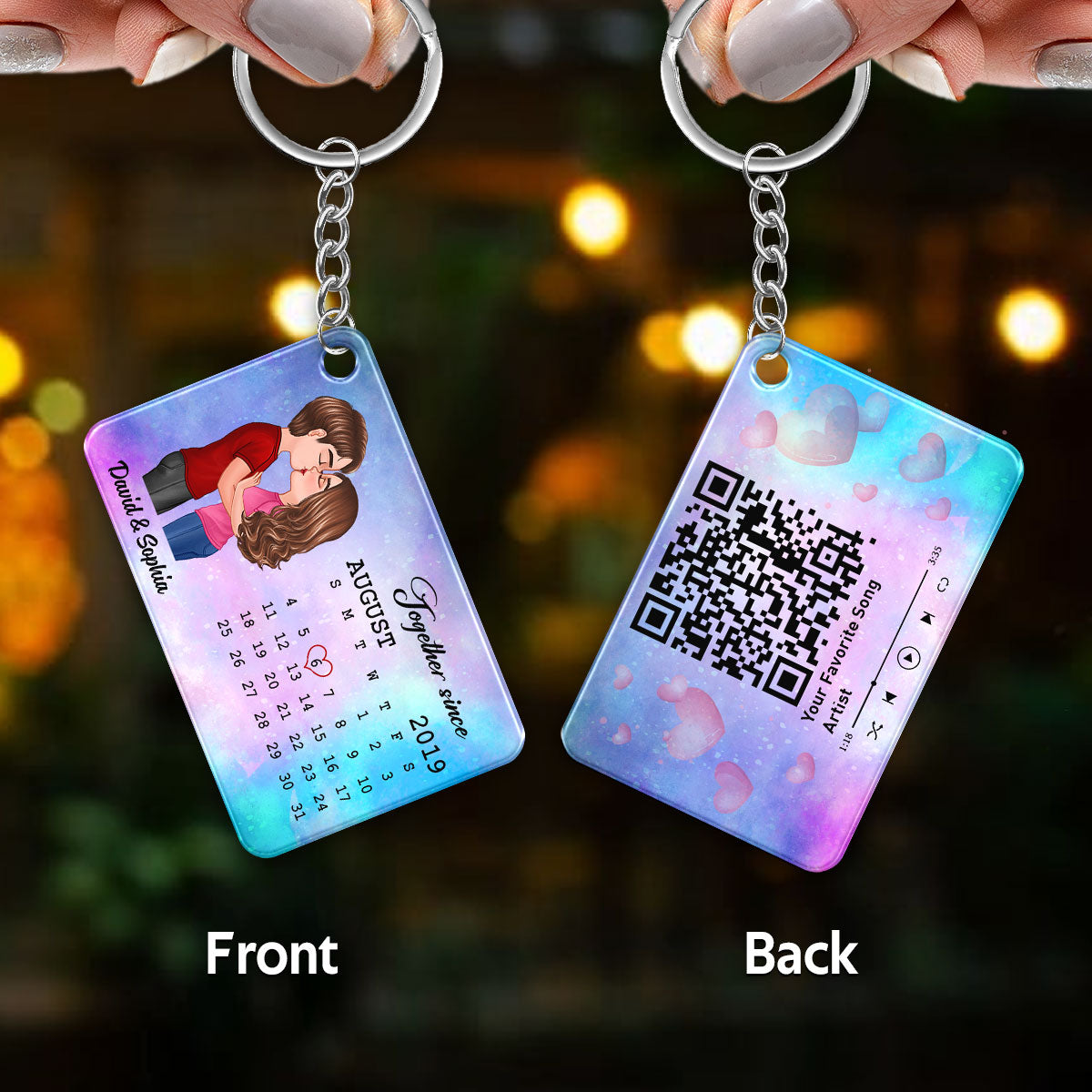 Couple Kissing Together Since Calendar Favorite Song QR Code Personalized Acrylic Keychain