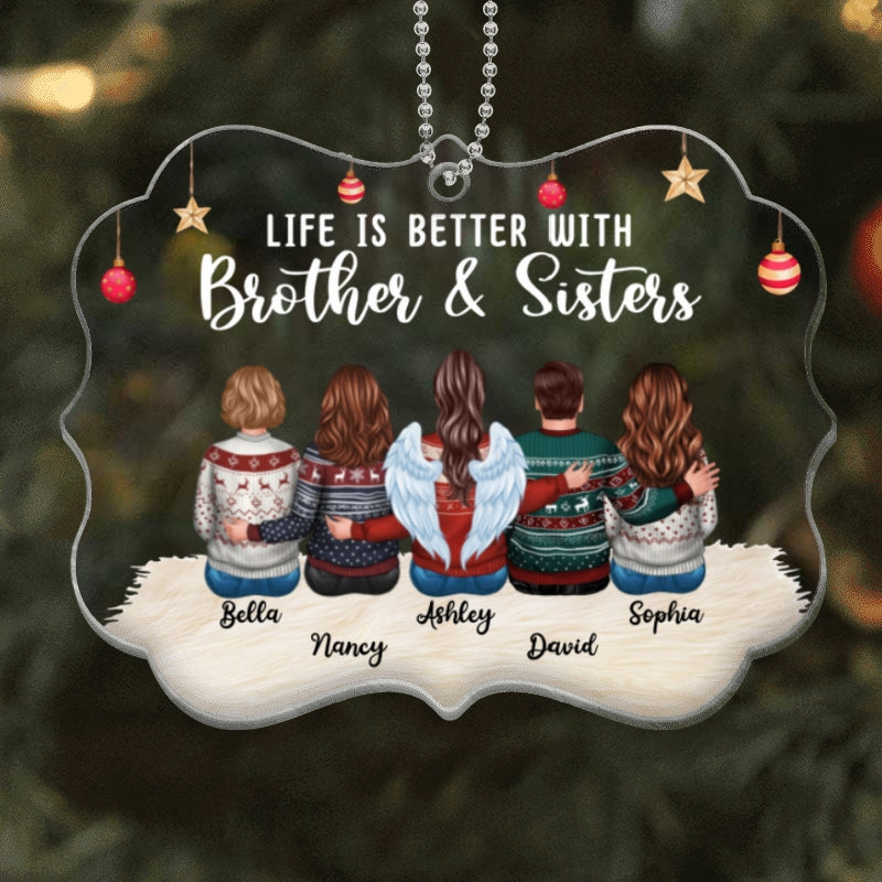 Family Besties Siblings Gift Personalized Christmas Acrylic Ornament