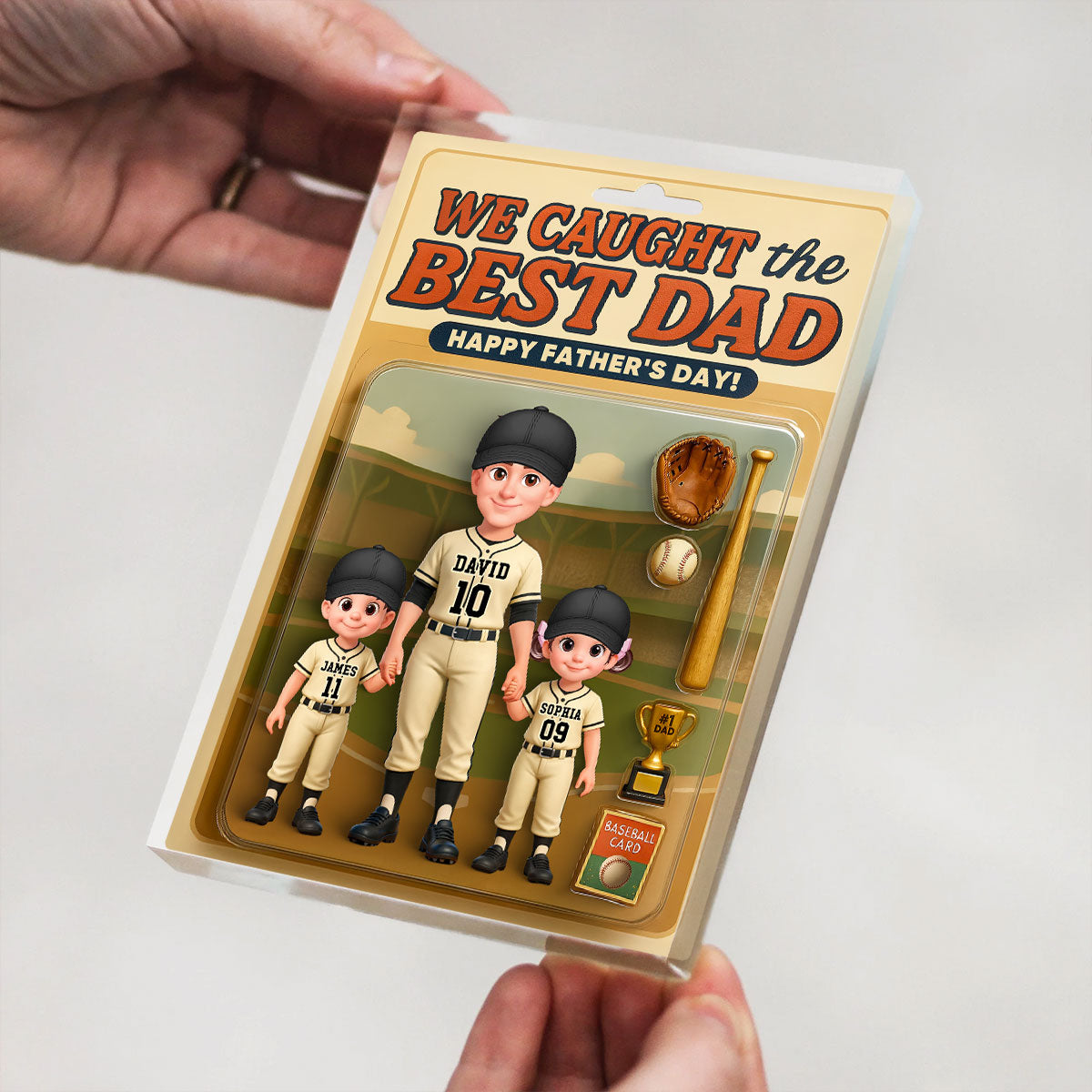 Baseball Things We Caught The Best Dad - Personalized Acrylic Block Plaque - Father's Day Gift For Baseball Dad
