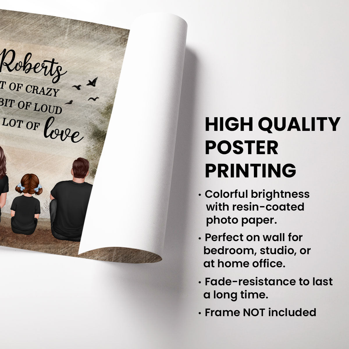 Family Sitting Back view Whole Lot Of Love Personalized Poster, Gift for Husband, Wife, Dad, Mom