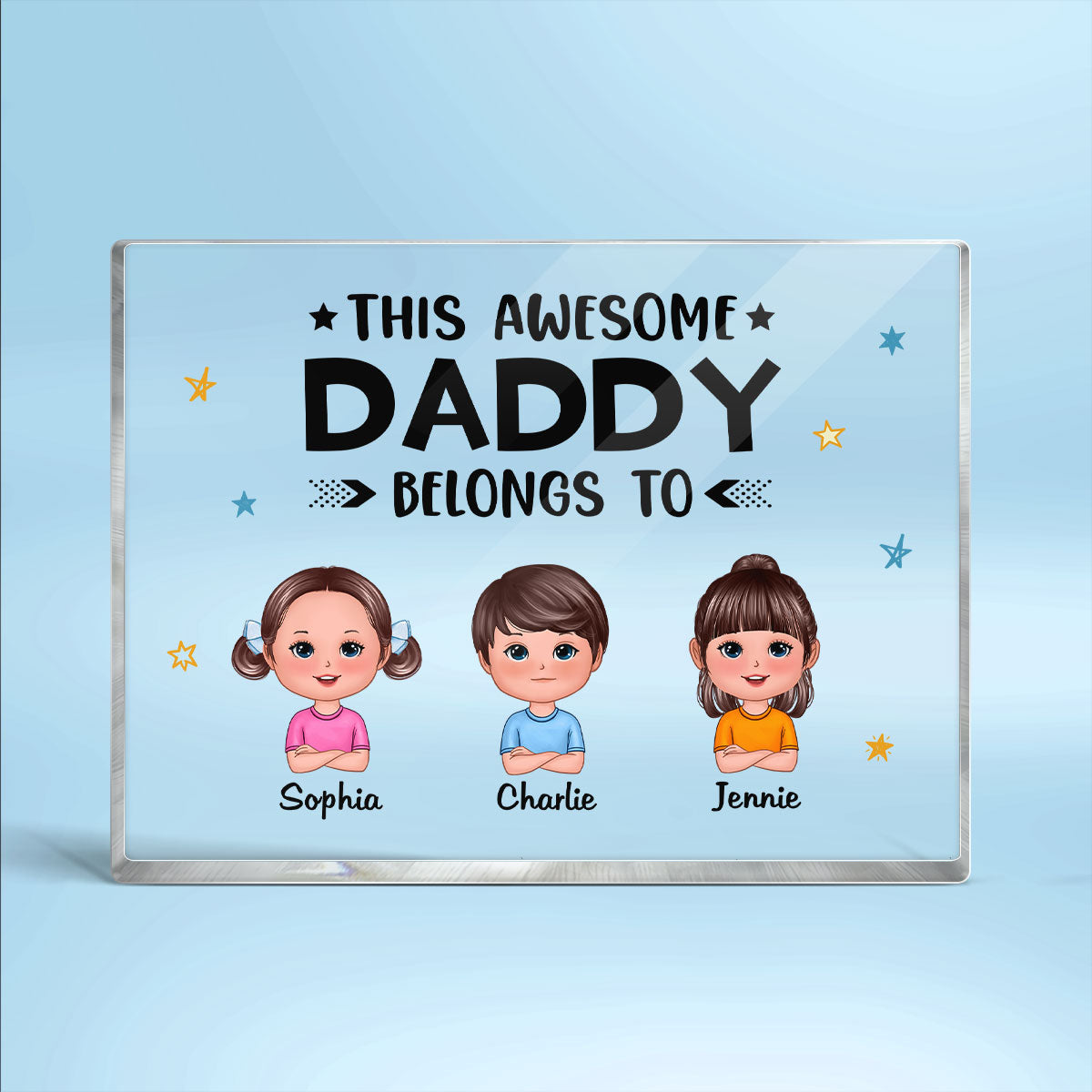 This Awesome Daddy Grandpa Belongs To Doll Kids Father‘s Day Gift Personalized Horizontal Rectangle Acrylic Block Plaque