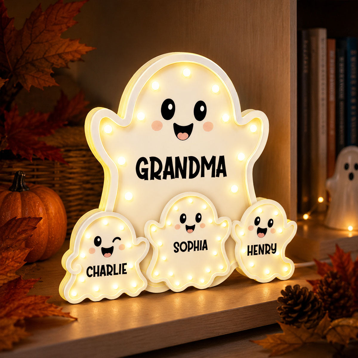 Funny Cute Halloween Grandma's Boo Crew - Personalized Light Box - Halloween Decor For Grandma
