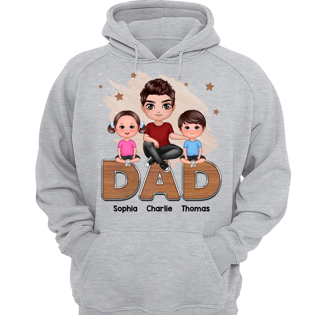 Doll Dads And Kids Sitting On Words Personalized Shirt