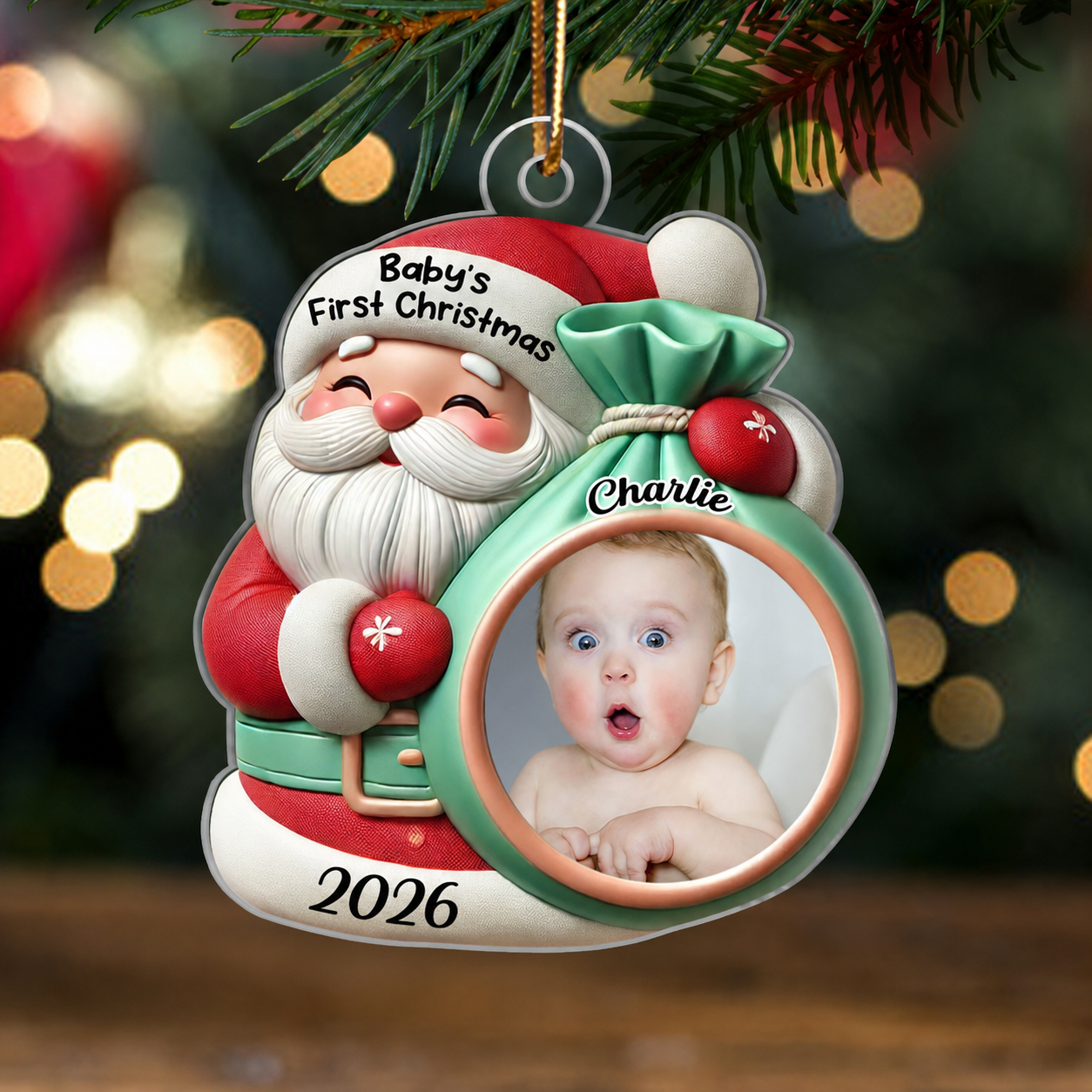 Little Bundle Big Joy Upload Photo Baby Ornament, 2024 Keepsake Christmas Ornament, Baby Shower Gifts, Gift For Newborns