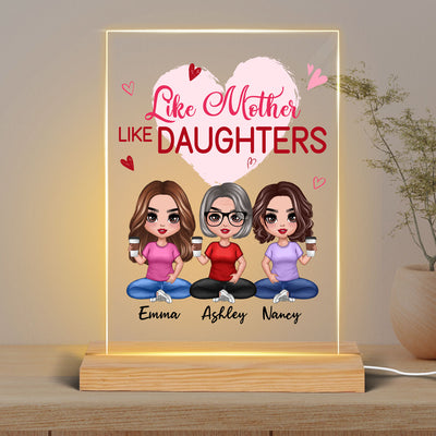 Heart Like Mother Like Daughter Doll Women Sitting Personalized Rectangle LED Night Light