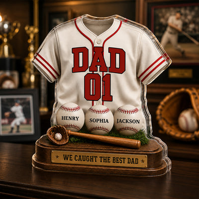 Baseball Dad Legend We Caught The Best Dad - Personalized Acrylic Block Plaque - Father's Day Gift For Dad, Husband