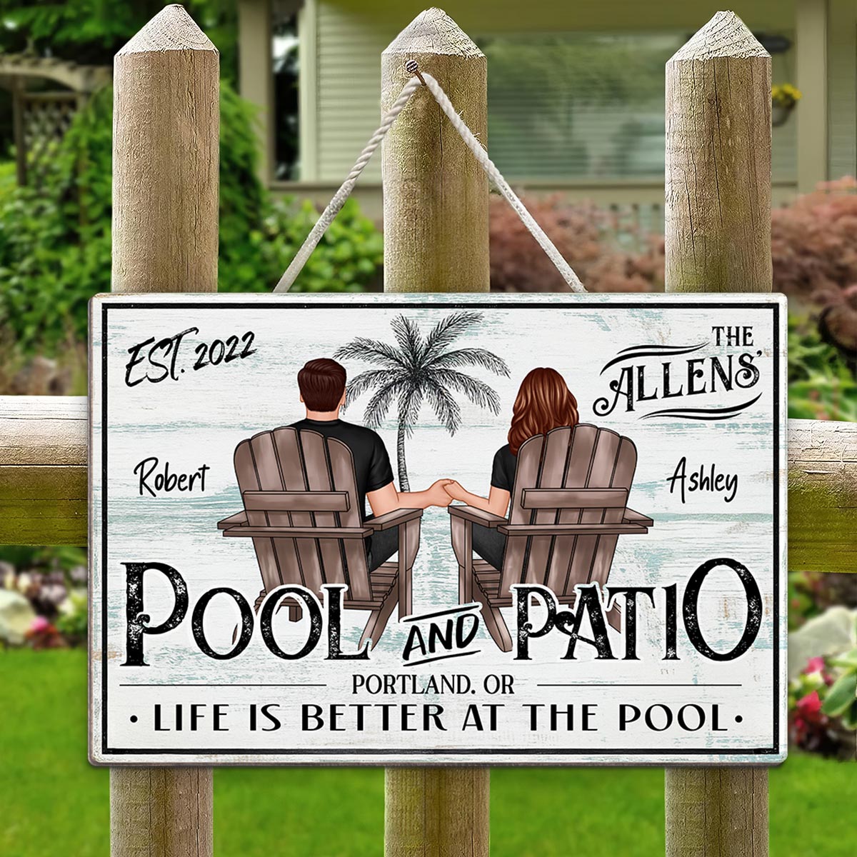 Life Is Better at the Pool Personalized Pool & Patio SignOutdoor Decor, Backyard Pool Decor, Farmhouse Sign