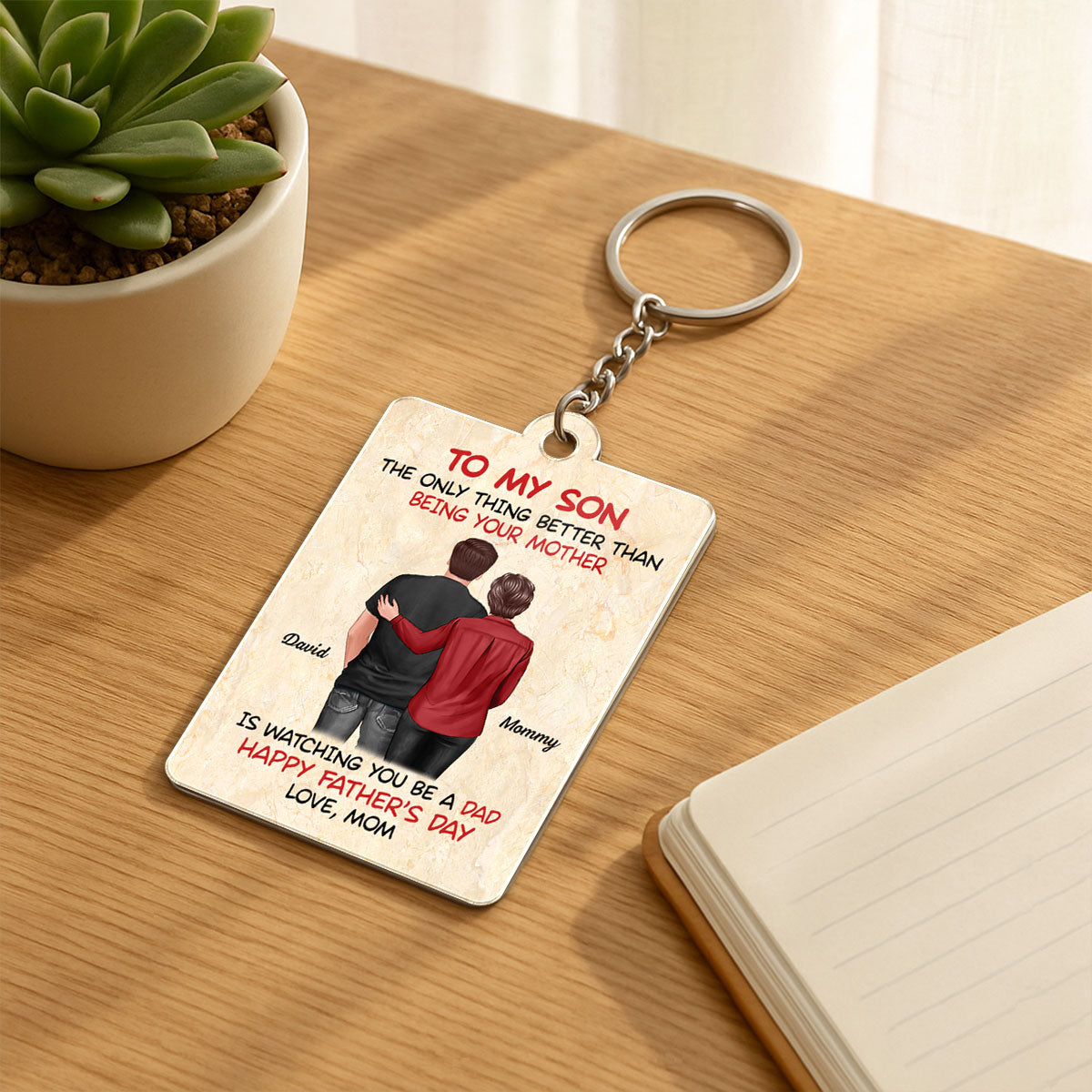 From Mom To Son Happy Father's Day Personalized Acrylic Keychain, Heartfelt Father's Day Gift For Son
