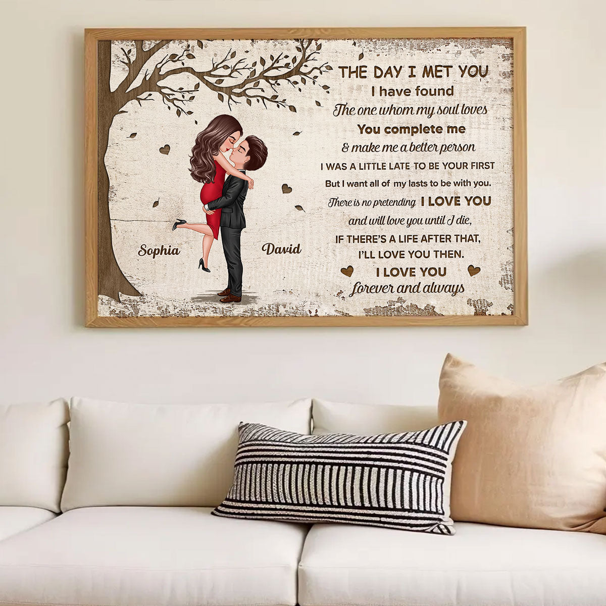 The Day I Met You Hugging Kissing Couple Personalized Poster