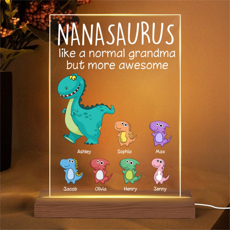 Grandmasaurus And Kids Personalized Plaque LED Night Light