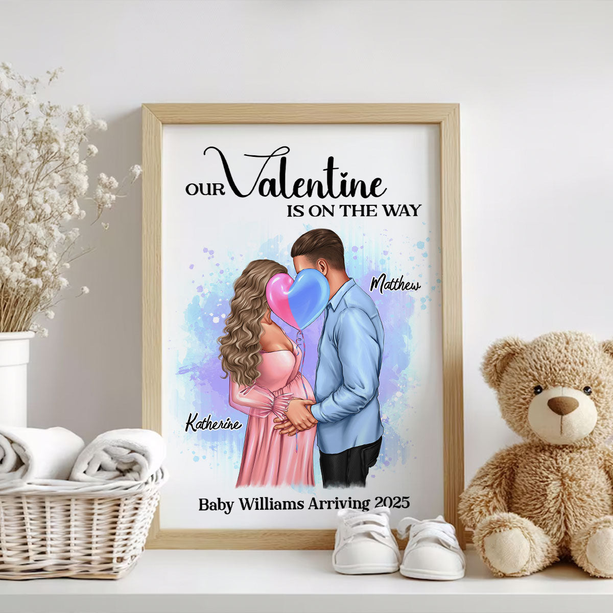 Kissing Couple, Expecting Parents, Pregnancy Couple Personalized Poster,  Gift, Pregnancy Announcement