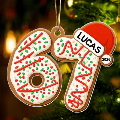 Custom Name Six Seven Ornament - Personalized Acrylic Ornament - Funny Six Seven 67 Ornament, Christmas Santa 67 Ornament, Gen Z, Gen Alpha Teenager Ornament