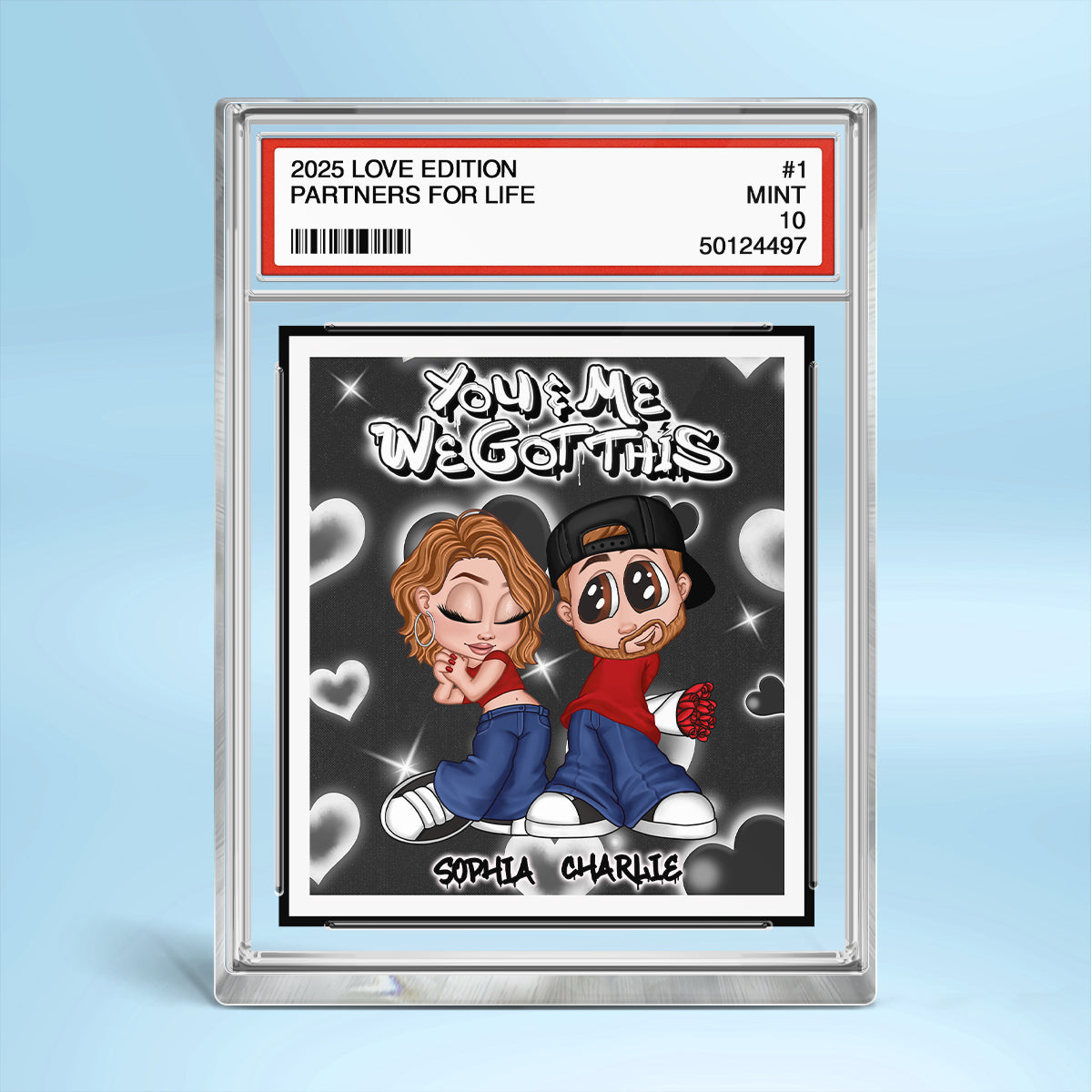 Y2K Couple Trading Card Style Personalized Acrylic Block Plaque, Gift For Him, Gift For Her