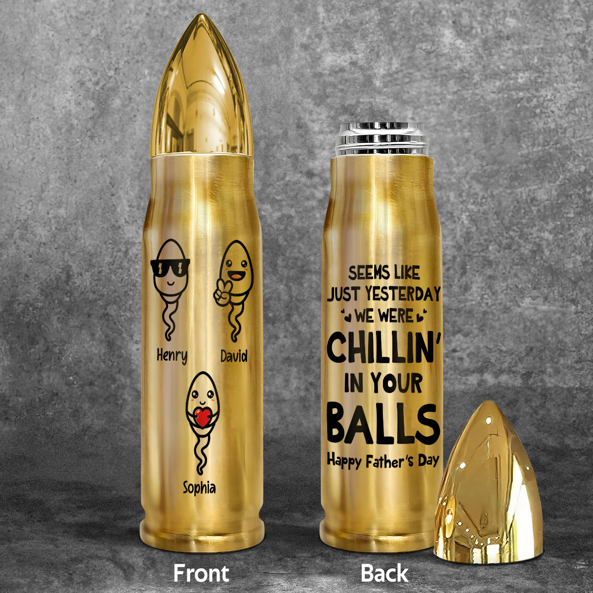 We Were Chillin‘ In Your Balls Funny Gift For Husband Dad Personalized Bullet Tumbler