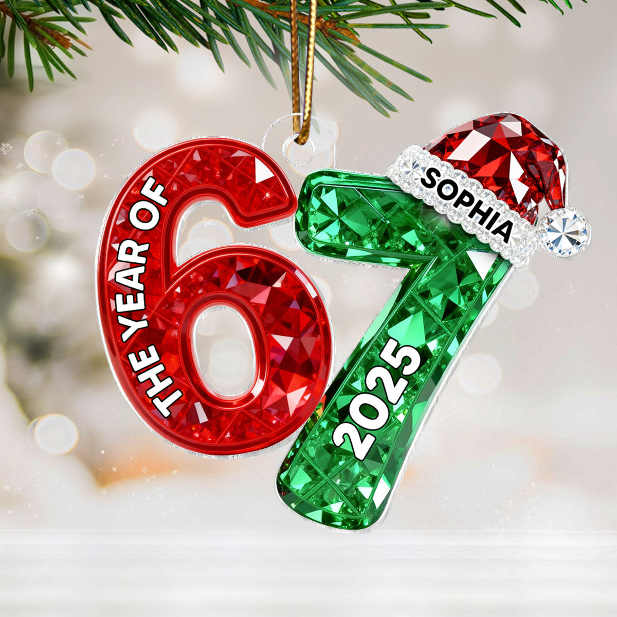 3D Effect 67 Six Seven 2025 Slang Christmas Various Designs - Personalized Acrylic Ornament - Funny Christmas Gift For Teen, Grandkid, Gen Alpha