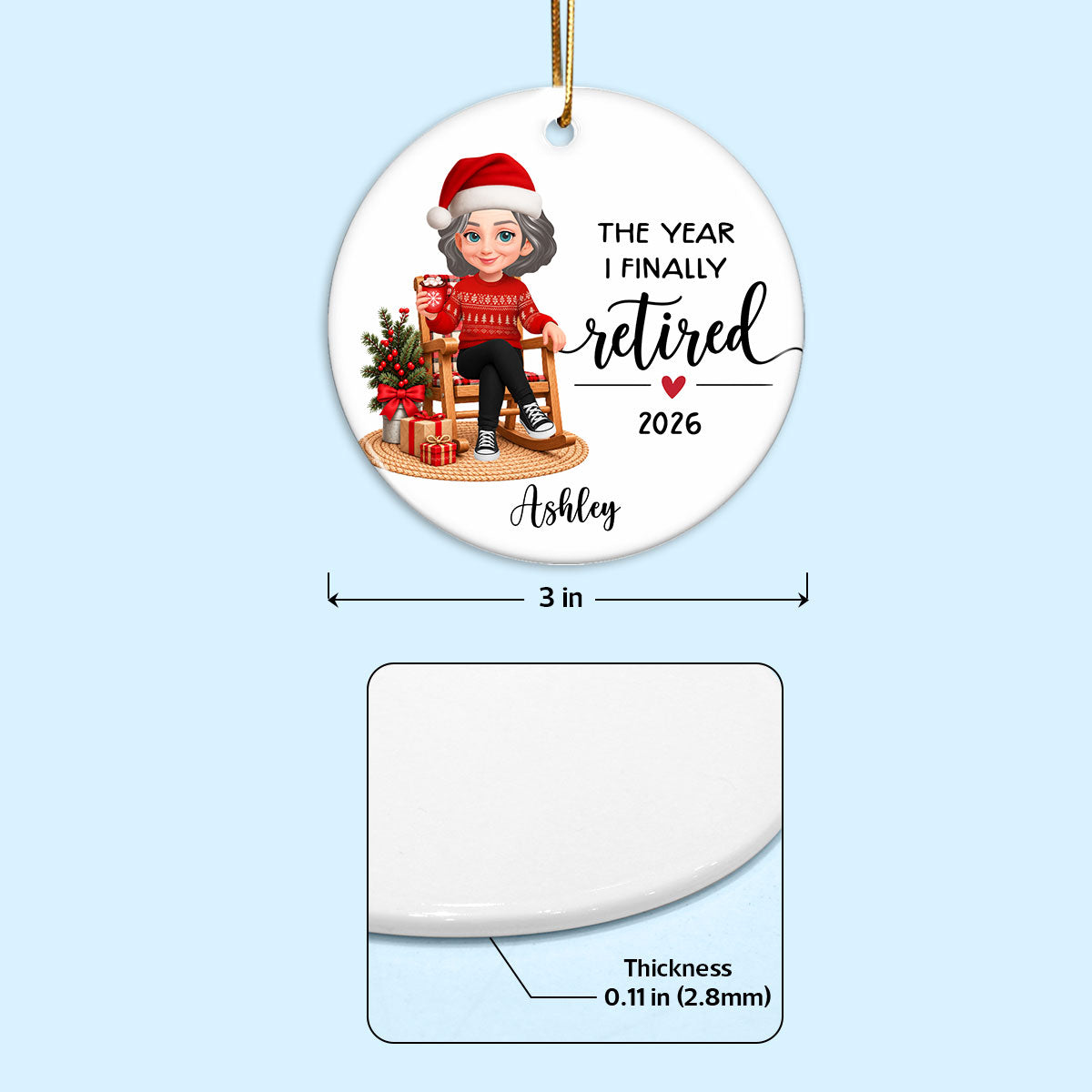 The Year I Finally Retired - Personalized Ceramic Ornament - Christmas Gift, Retirement Gift For Mom, Dad, Grandpa, Grandma