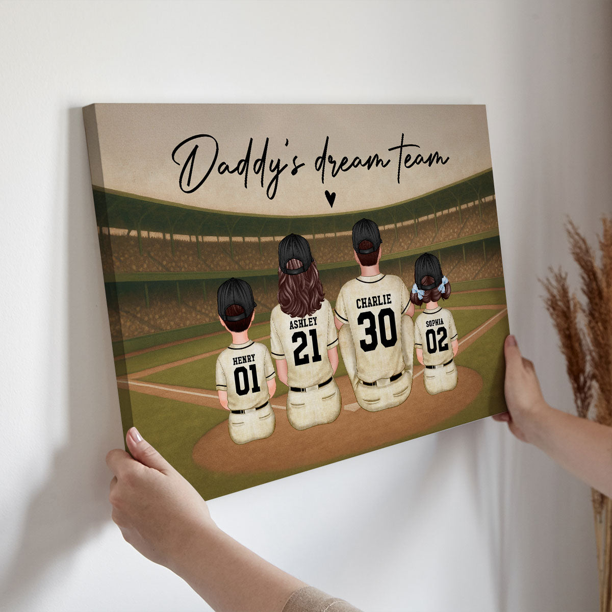 Retro Vintage Baseball Daddy's Dream Team Personalized Wrapped Canvas| Heartfelt Father's Day Gift For Dad, Husband