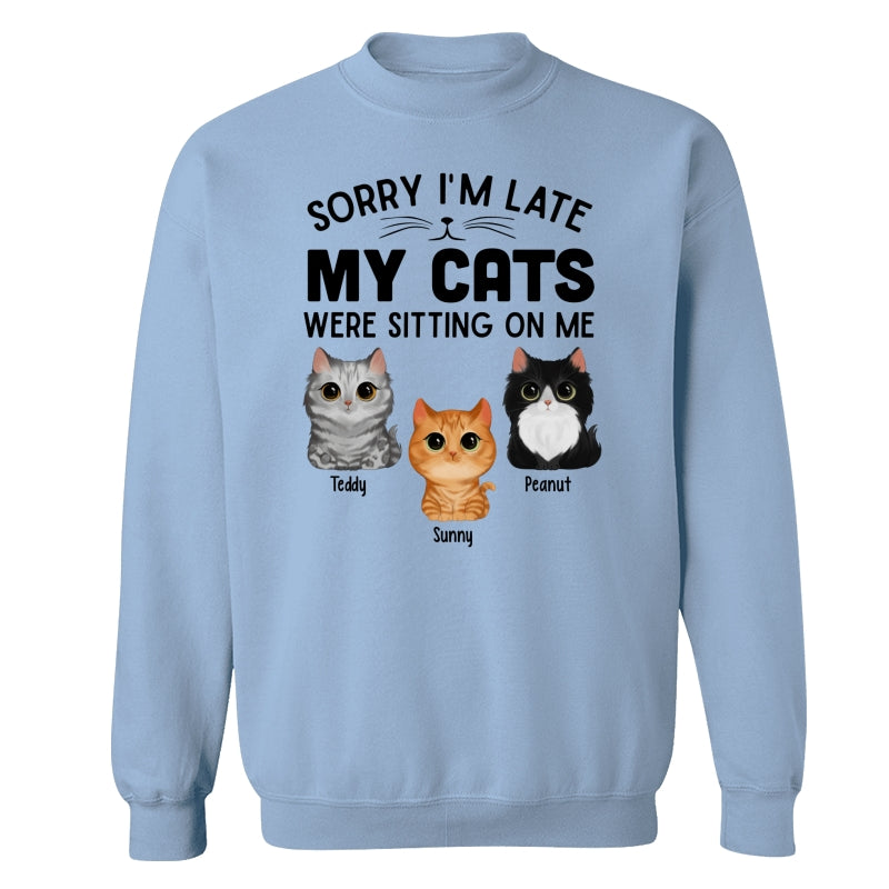 Watercolor Cute Cats Sorry My Cats Sitting On Me Personalized Shirt