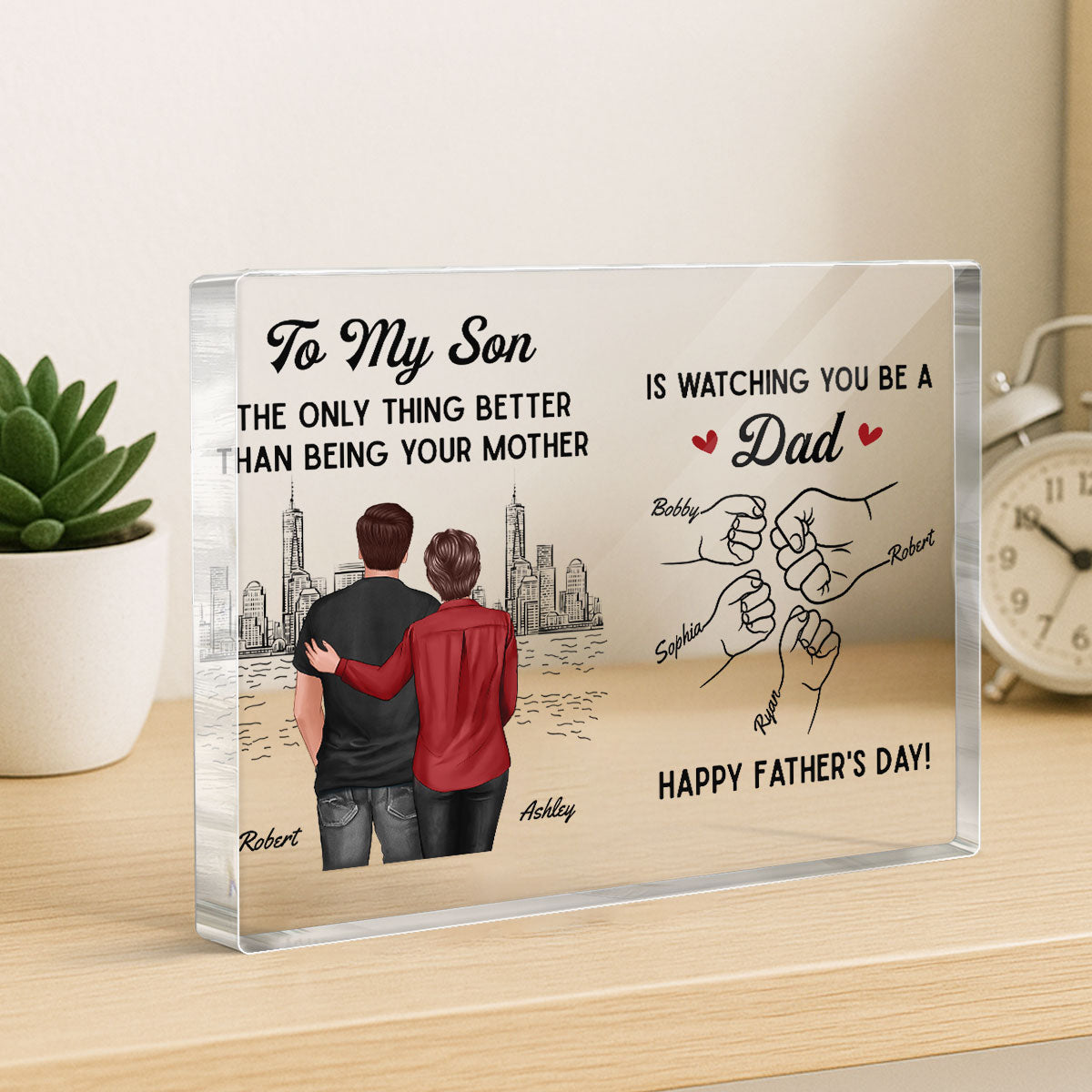 From Mom To Son Watching You Be A Dad Personalized Acrylic Block Plaque, Gift For Son