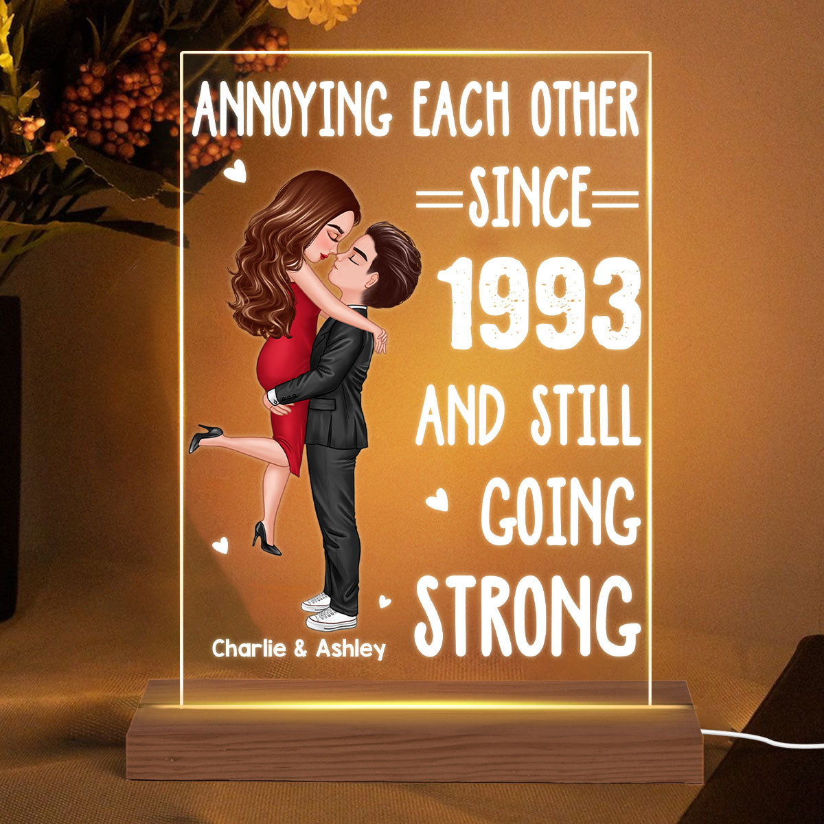 Annoying Each Other Hugging Couple Personalized Acrylic LED Night Light LED Lamp