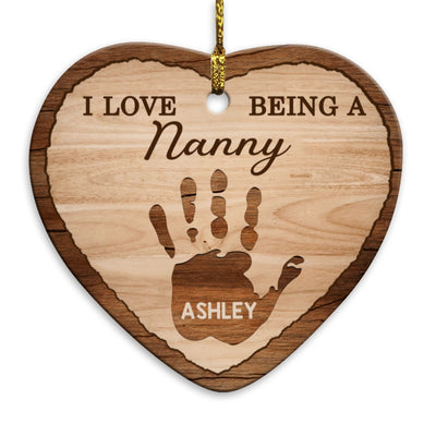 I Love Being A Grandma Handprints Personalized Heart Ornament