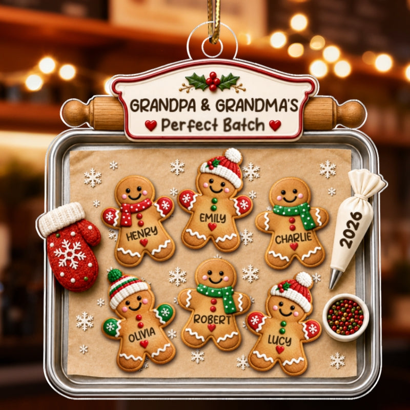 Grandpa Grandma's Perfect Batch Cute Gingerbread Grandkids - Personalized Acrylic Ornament - Christmas Decor For Grandparents