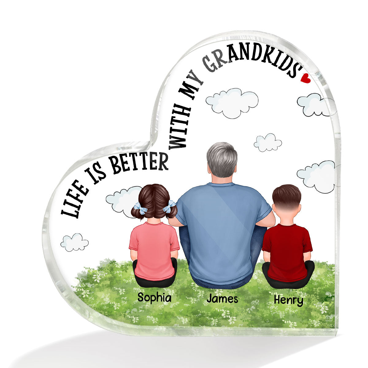 Life Is Better With Grandkids Personalized Acrylic Heart Plaque