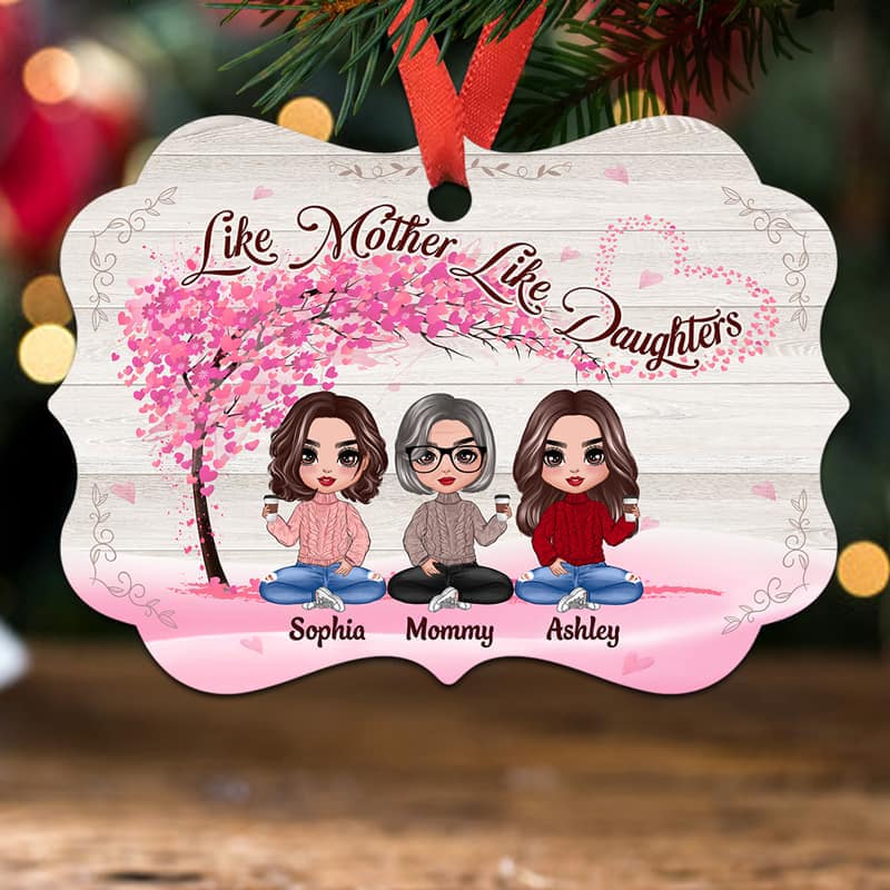 Mother Daughters Forever Linked Together Personalized Christmas Ornament