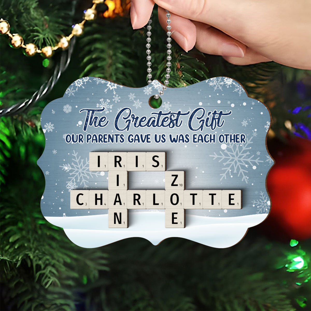 The Greatest Gift Our Grandparents Gave Us Was Each Other, Crossword Puzzle Art Personalized 2-Layered Wooden Ornament