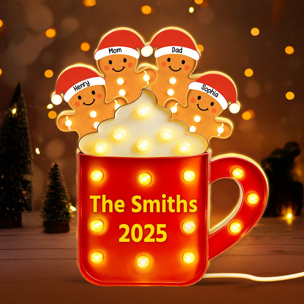 Personalized Gingerbread Christmas LED Light Box 2025