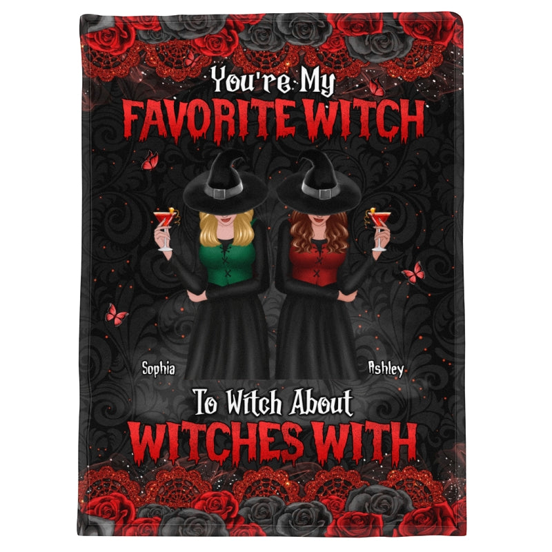 Halloween Rose Pattern Witches Besties Personalized Fleece Blanket