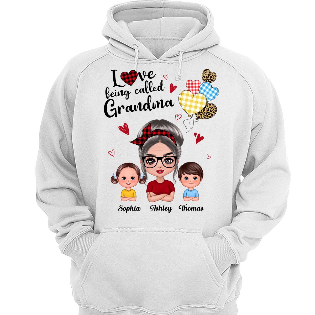 Love Being Called Grandma Doll Grandma Grandkids Colorful Checkered Hearts Personalized Shirt
